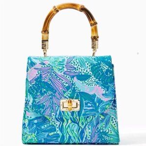 Lilly Pulitzer Bamboo Top Handle Bag Holiday in the Sun Botanical Mini Handbag